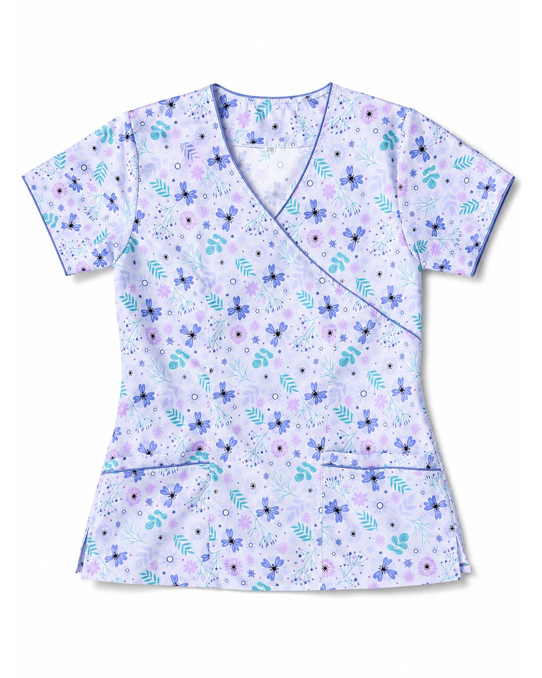Uniforme Antifluido Cuello V Floral Violeta - Mujer