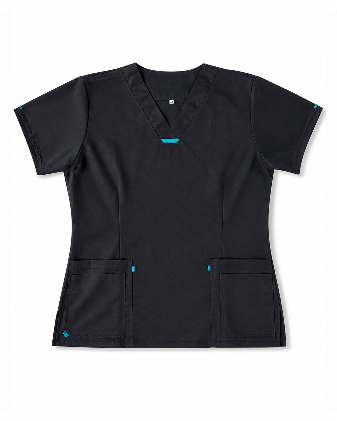 Uniforme Antifluido Negro con Detalles Azul Claro – Mujer