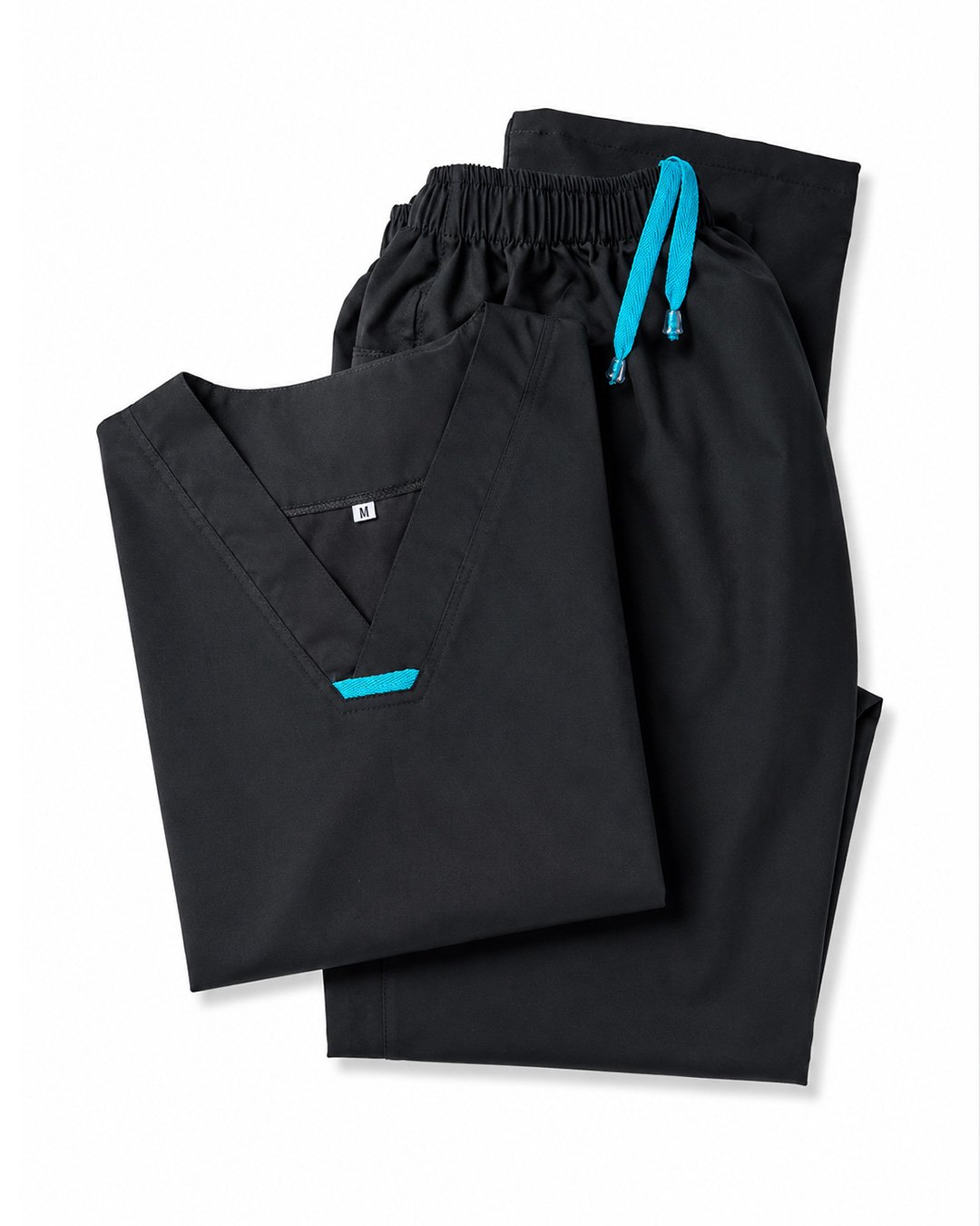 Uniforme Antifluido Negro con Detalles Azul Claro – Mujer foto 3